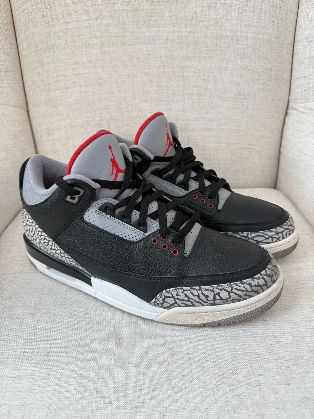 Nike Air Jordan 3 Retro Black Cement Mens 11.5 Leather Basketball Sneakers 2017